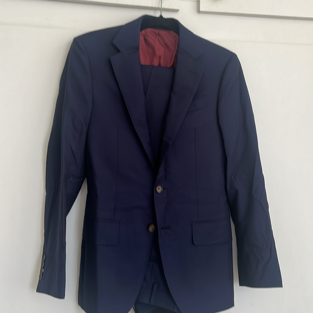 Spier & Mackay Men's 100% Navy Wool Contemporary Fit